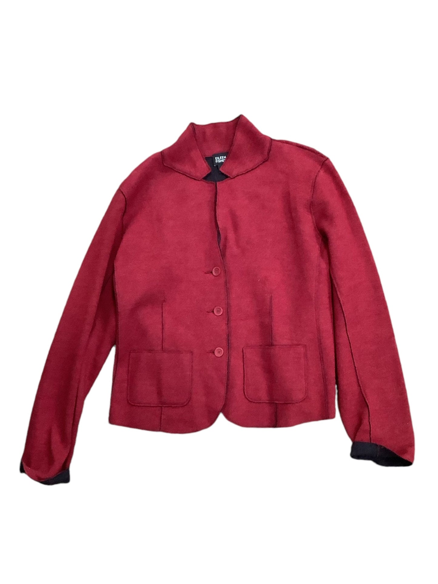 Sweater Cardigan By Eileen Fisher In Red, Size: M