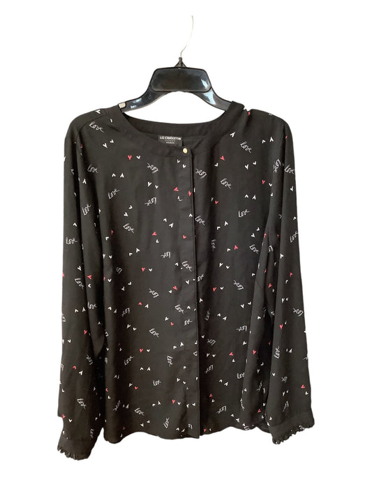 Top Long Sleeve By Liz Claiborne In Black, Size: 1x