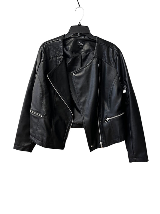 Jacket Moto By Simply Emma In Black, Size: 1x