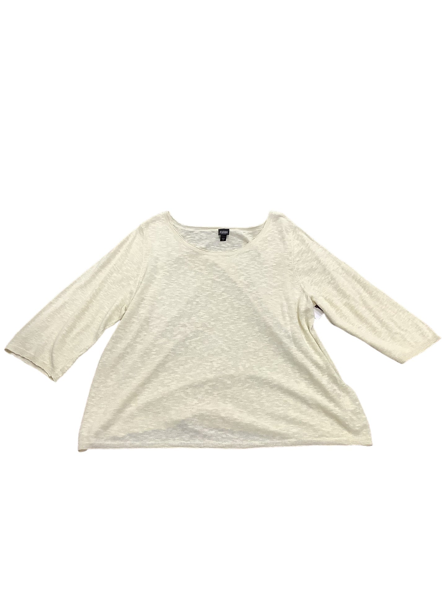 Top 3/4 Sleeve Basic By Eileen Fisher In Yellow, Size: 3x