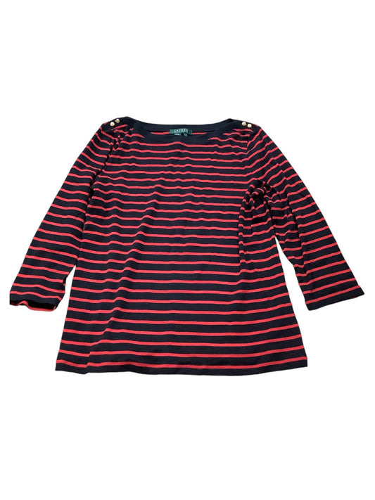 Top Long Sleeve By Lauren By Ralph Lauren In Striped Pattern, Size: L