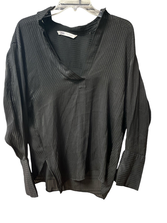 Top Long Sleeve Basic By Zara In Black, Size: Xs