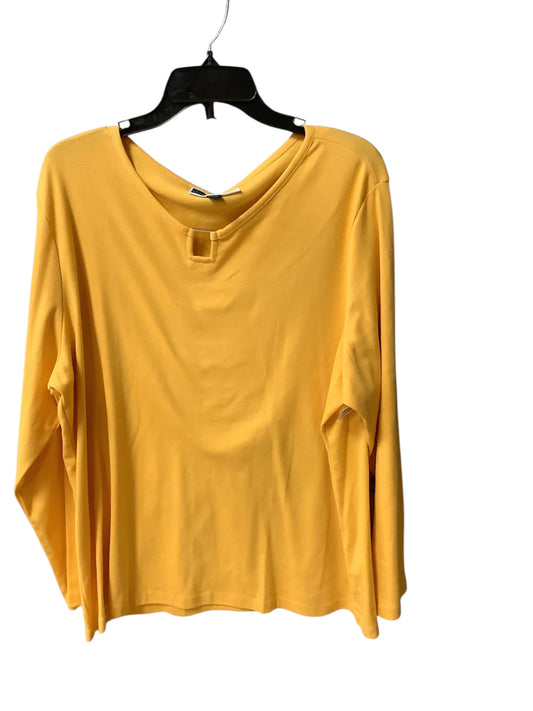 Top Long Sleeve Basic By Karen Scott In Yellow, Size: 2x