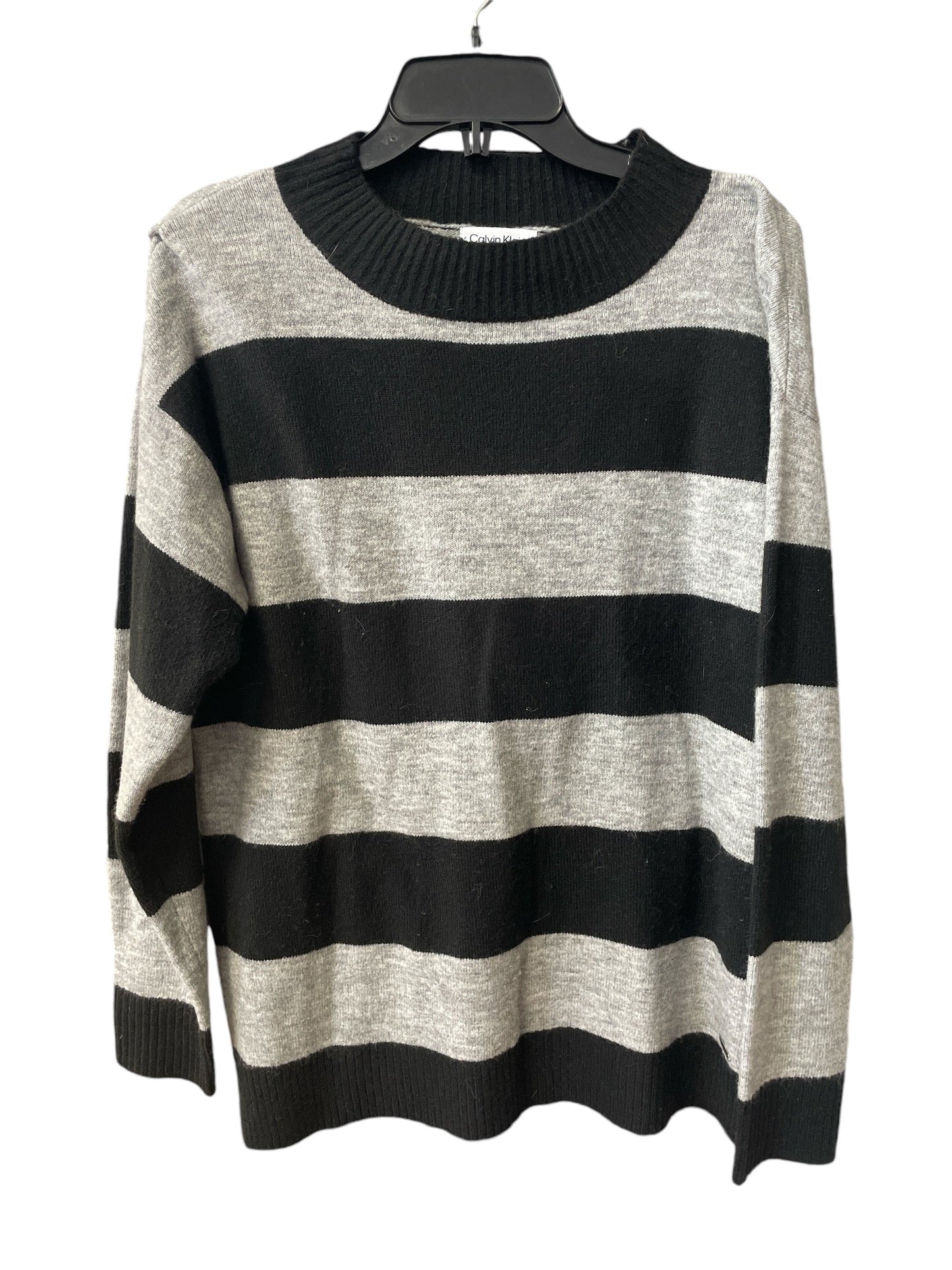 Sweater By Calvin Klein In Black & Grey, Size: S