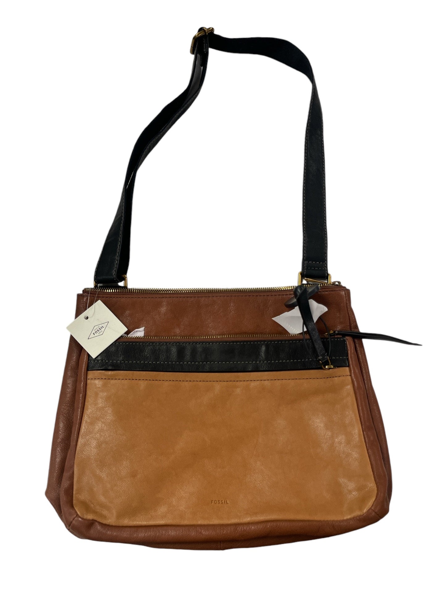 Crossbody Leather By Fossil, Size: Medium