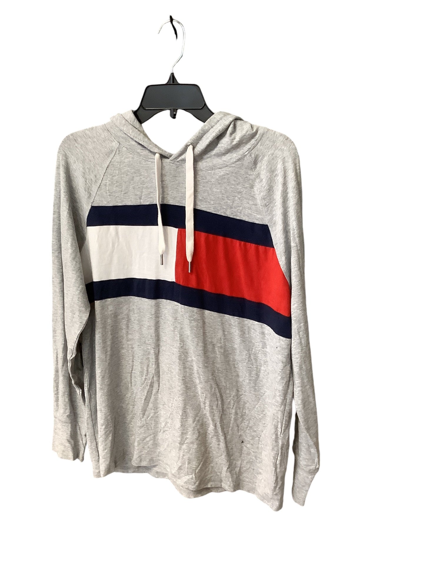 Athletic Top Long Sleeve Hoodie By Tommy Hilfiger In Grey, Size: L