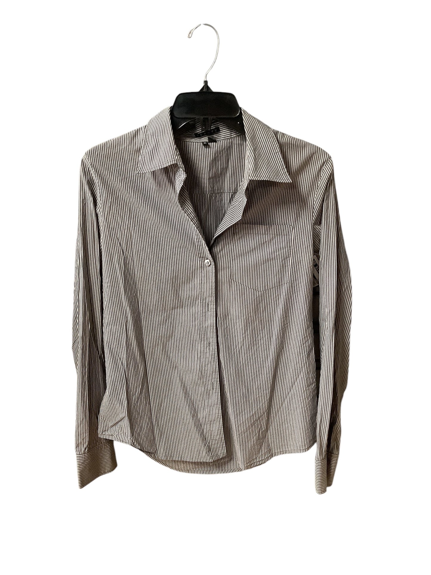 Top Long Sleeve By Theory In Grey, Size: M