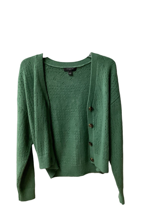 Sweater Cardigan By Ann Taylor In Green, Size: Lp