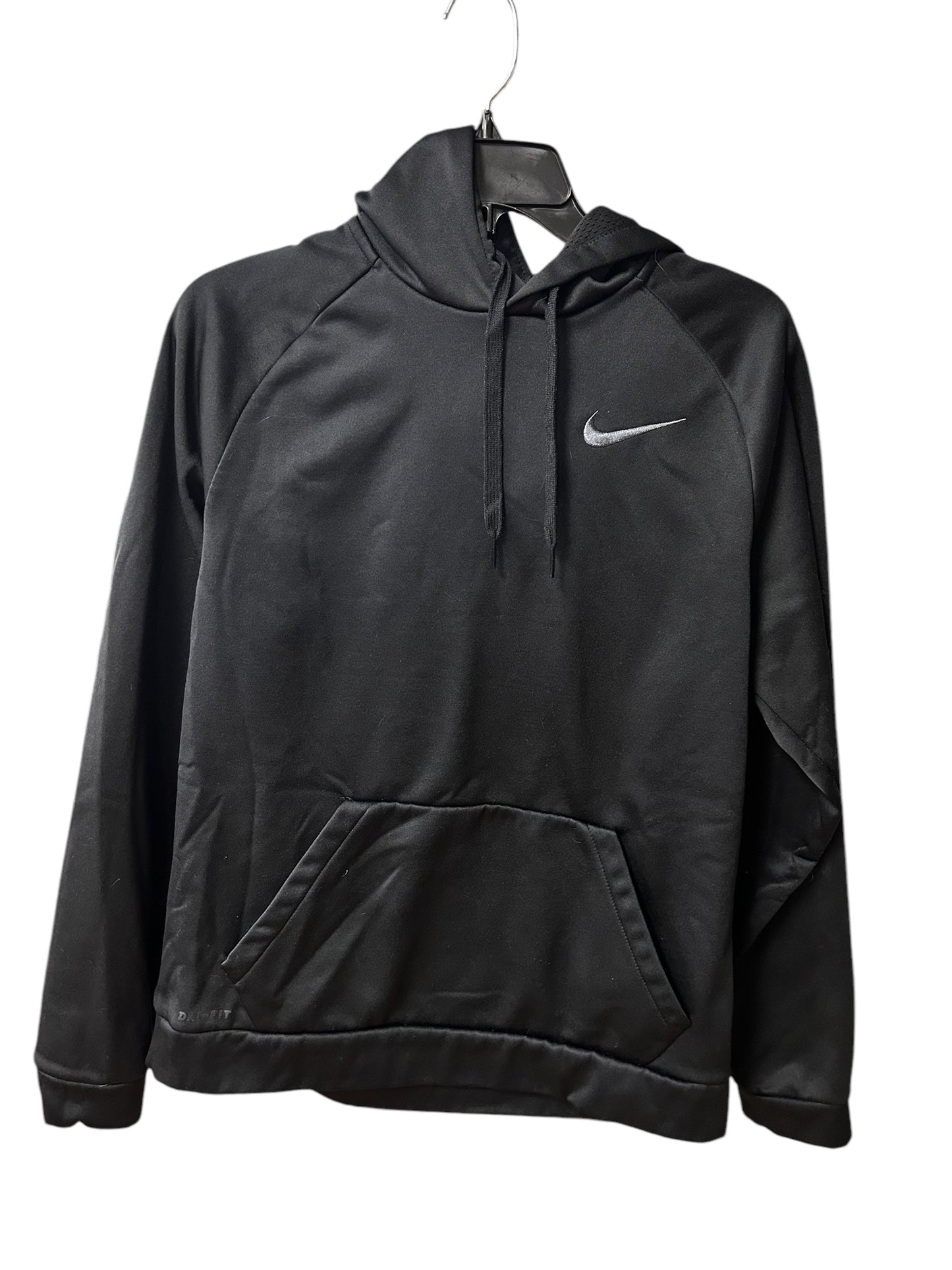 Athletic Top Long Sleeve Hoodie By Nike In Black, Size: M