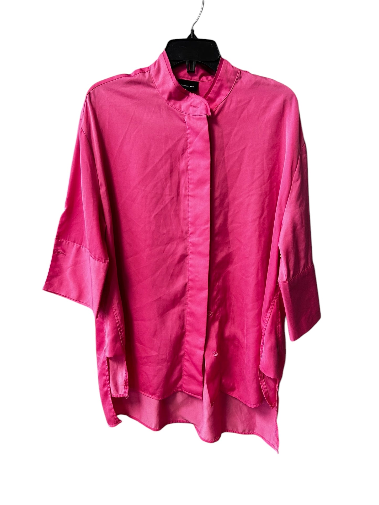 Top Long Sleeve By Who What Wear In Pink, Size: L