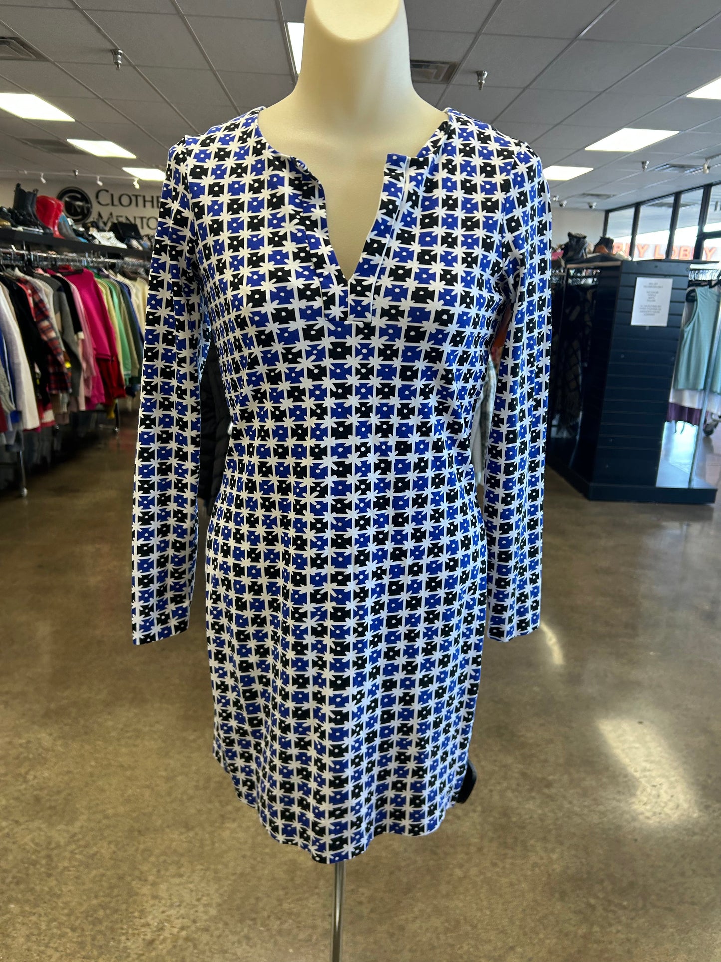 Dress Designer By Diane Von Furstenberg In Black & Blue, Size:0