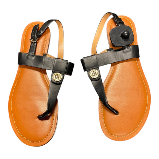 Sandals Flats By Tommy Hilfiger In Black, Size:9.5