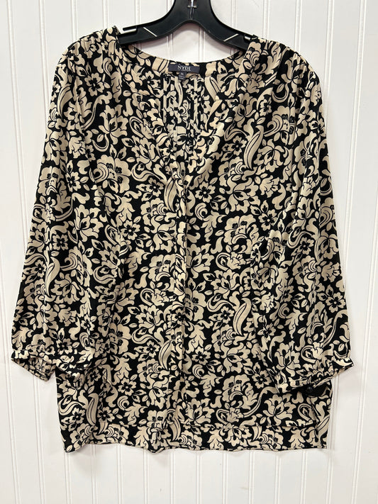 Blouse Ls By Not Your Daughters Jeans In Black & Cream, Size:Xl