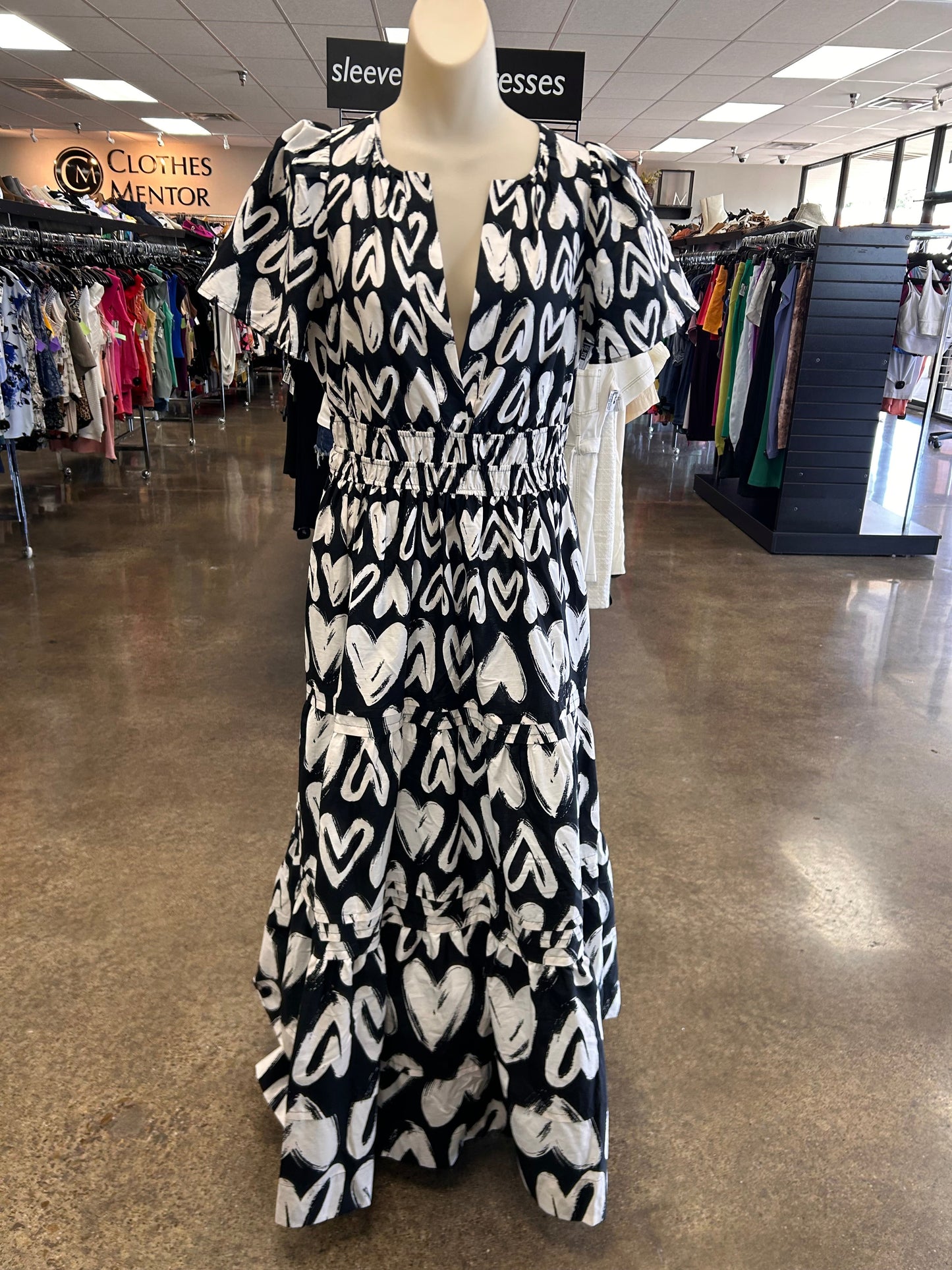 Dress Casual Maxi By Anthropologie In Black & White, Size:S
