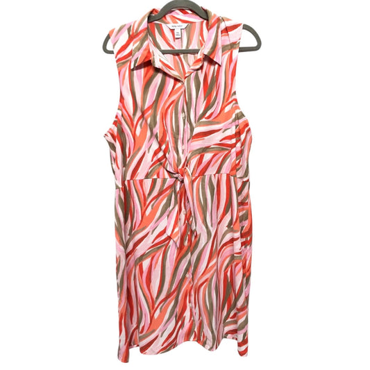 Dress Casual Midi By Nine West In Pink & Red, Size:Xxl