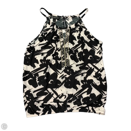 Blouse Short Sleeve By International Concepts In Black & Cream, Size: L