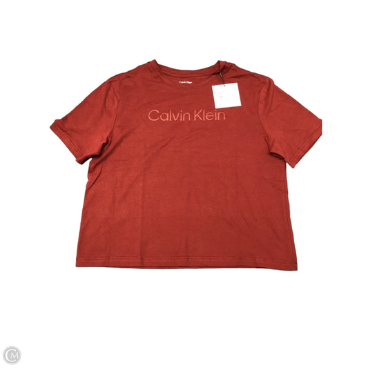 Athletic Top Short Sleeve By Calvin Klein Performance In Red, Size: S