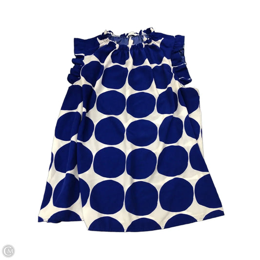 Blouse Sleeveless By Ces Femme In Blue & White, Size: Xl