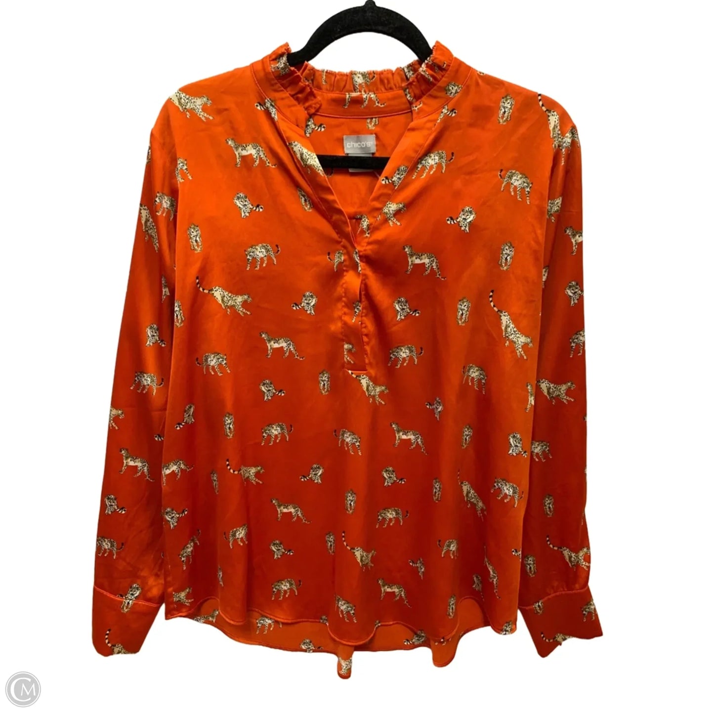 Blouse Long Sleeve By Chicos In Orange, Size: Xs