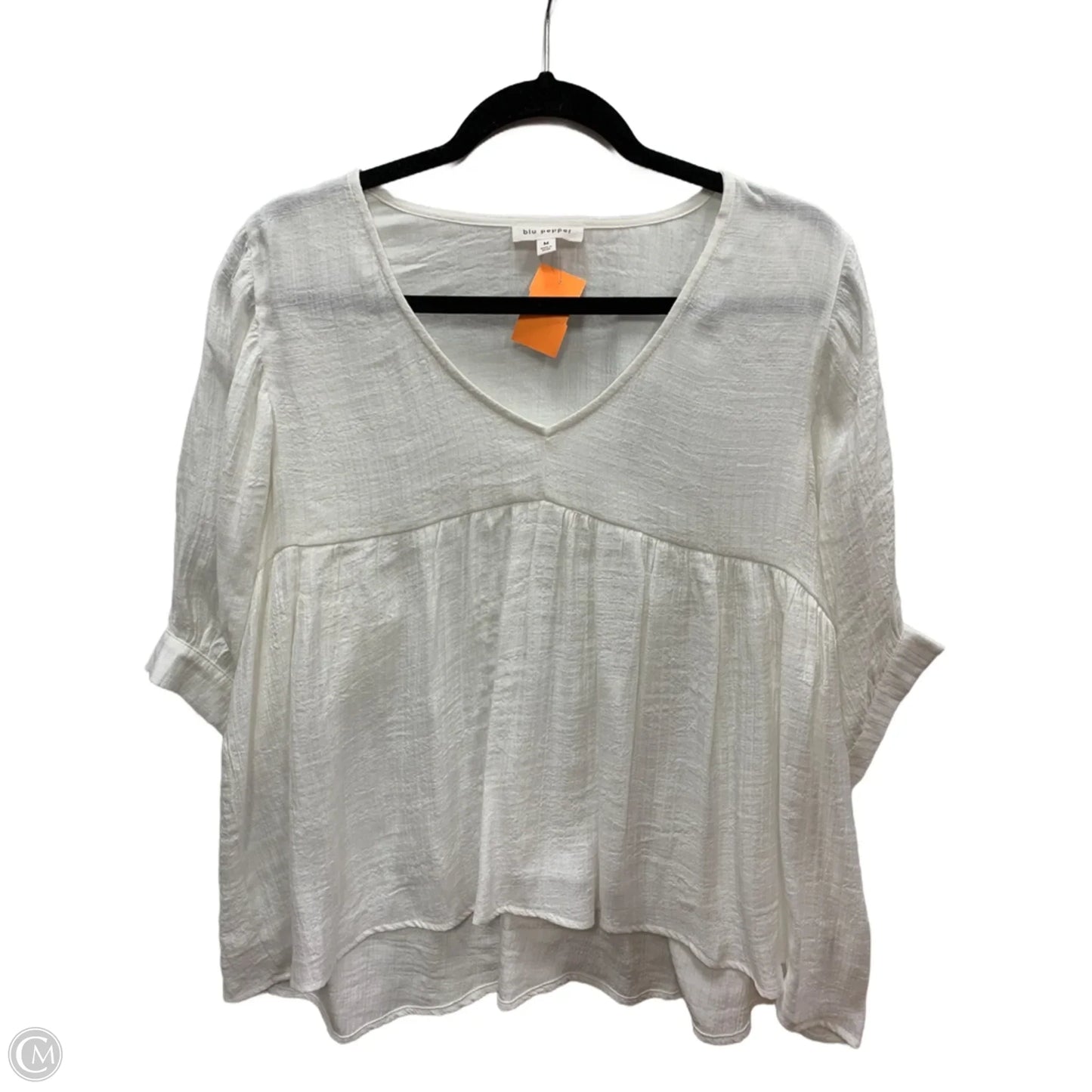 Blouse Long Sleeve By Blu Pepper In White, Size: M