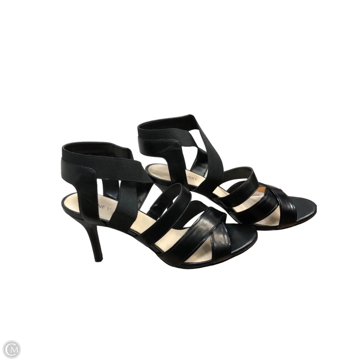 Sandals Heels Stiletto By Nine West In Black, Size: 9.5