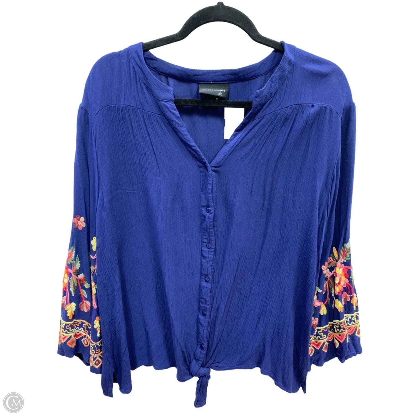 Top Long Sleeve By Cmc In Navy, Size: 1x