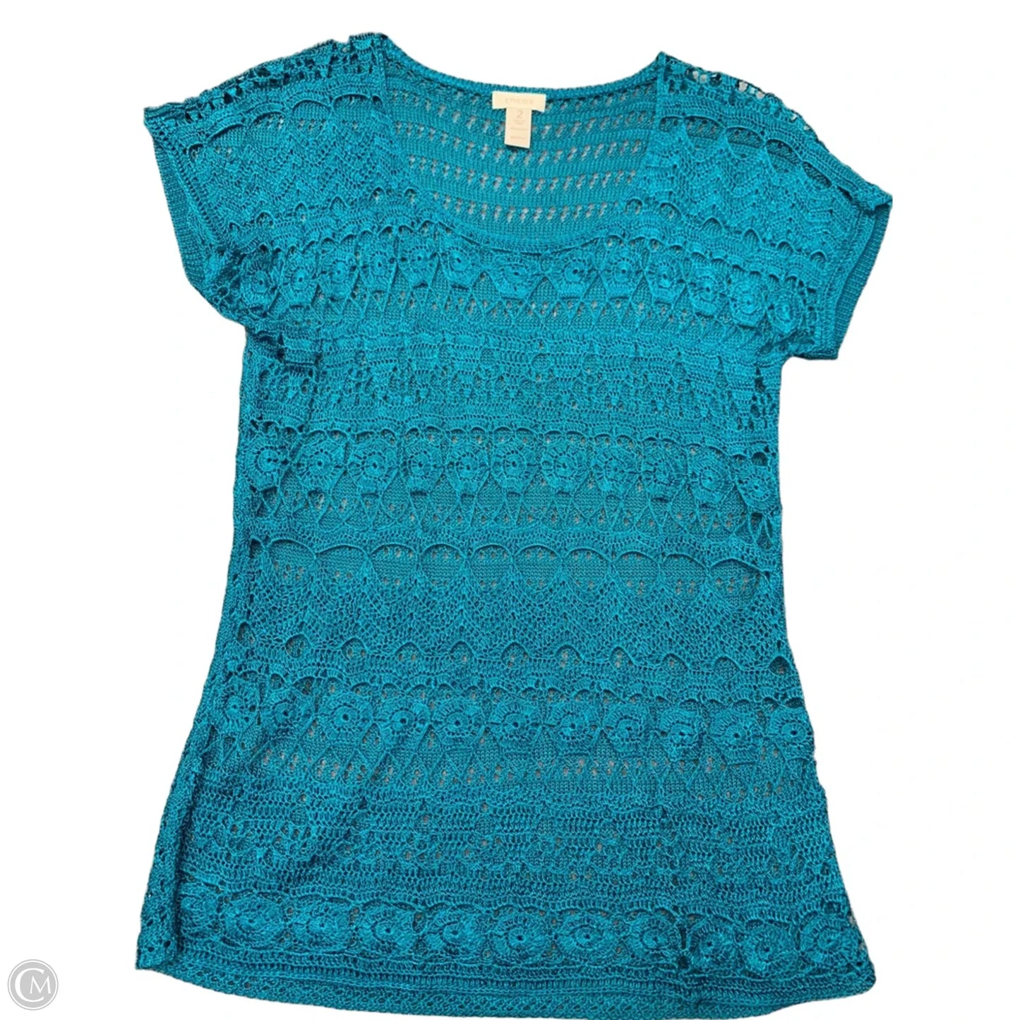 Top Short Sleeve By Chicos In Teal, Size: Xl