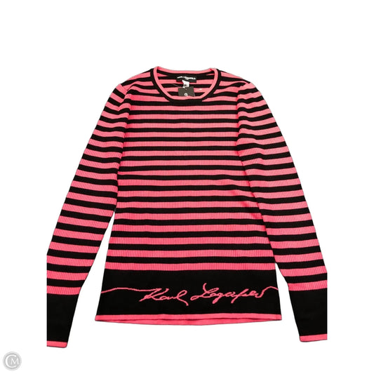 Top Long Sleeve Designer By Karl Lagerfeld In Striped Pattern, Size: Xs