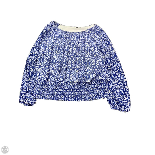 Top Long Sleeve By Harper In Blue & White, Size: L