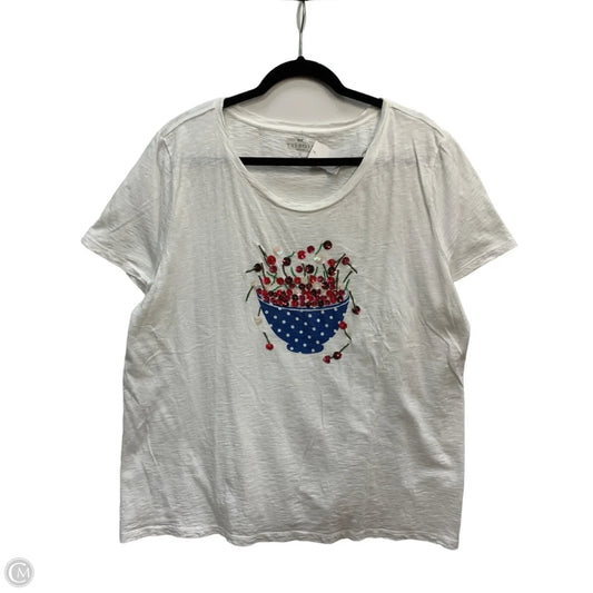 Top Short Sleeve By Talbots In White, Size: 2x