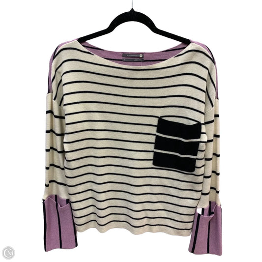 Sweater By Anthropologie In Cream & Purple, Size: Xs