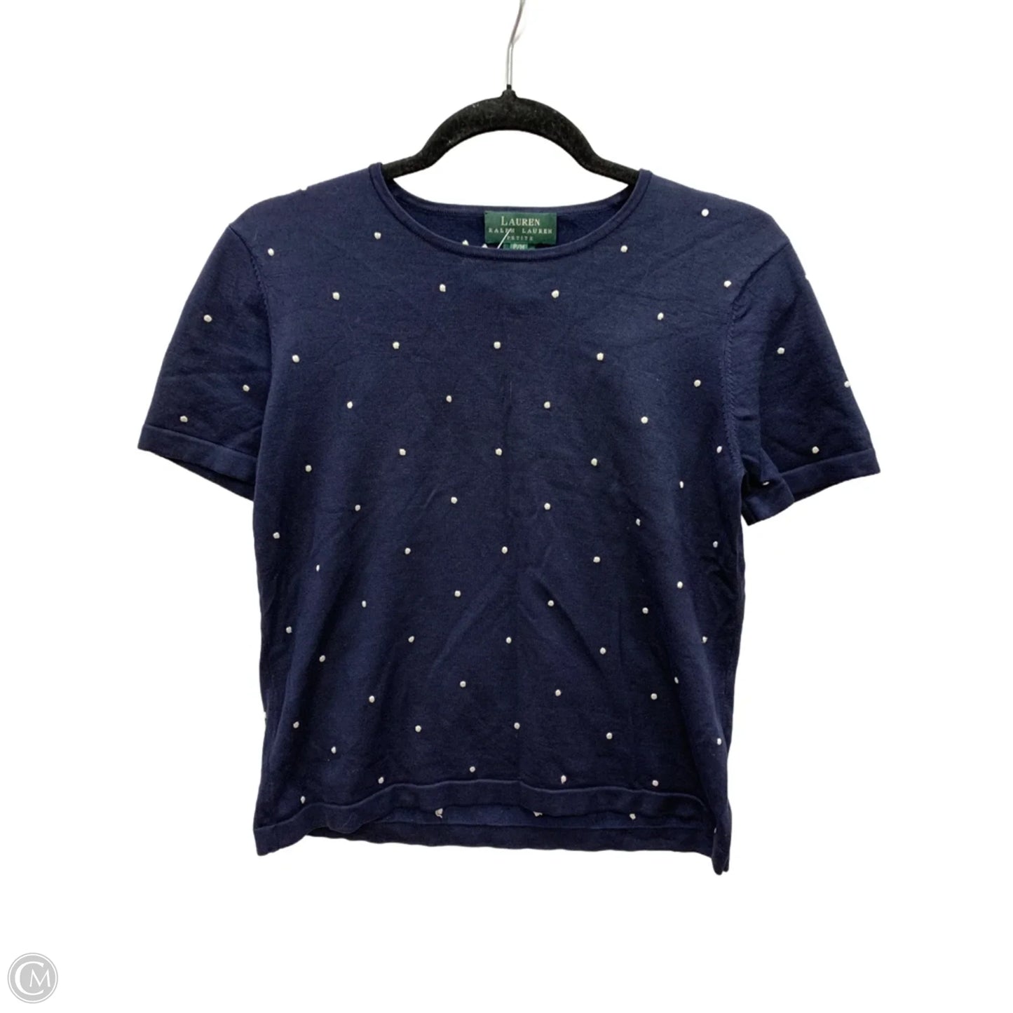 Sweater Short Sleeve By Lauren By Ralph Lauren In Navy, Size: Mp