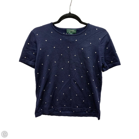 Sweater Short Sleeve By Lauren By Ralph Lauren In Navy, Size: Mp