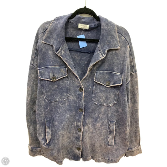 Top Long Sleeve By Zenana In Blue, Size: 1x