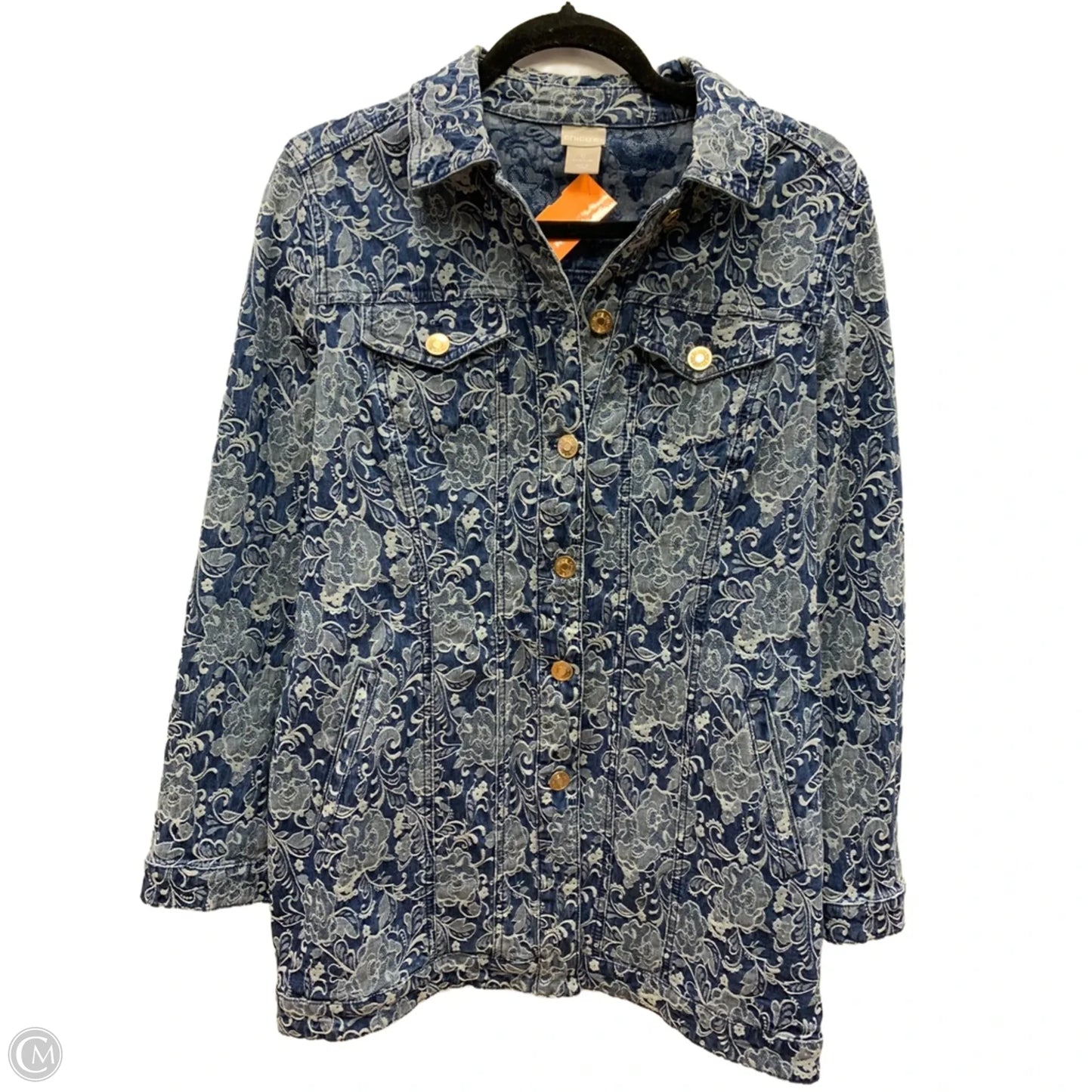 Jacket Denim By Chicos In Blue Denim, Size: S