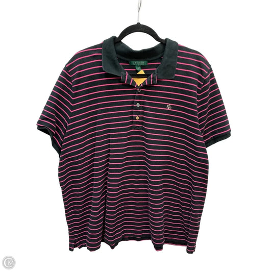 Top Short Sleeve By Lauren By Ralph Lauren In Navy, Size: 3x