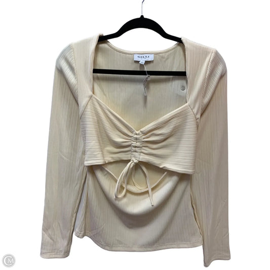 Top Long Sleeve By Gilli In Beige, Size: L