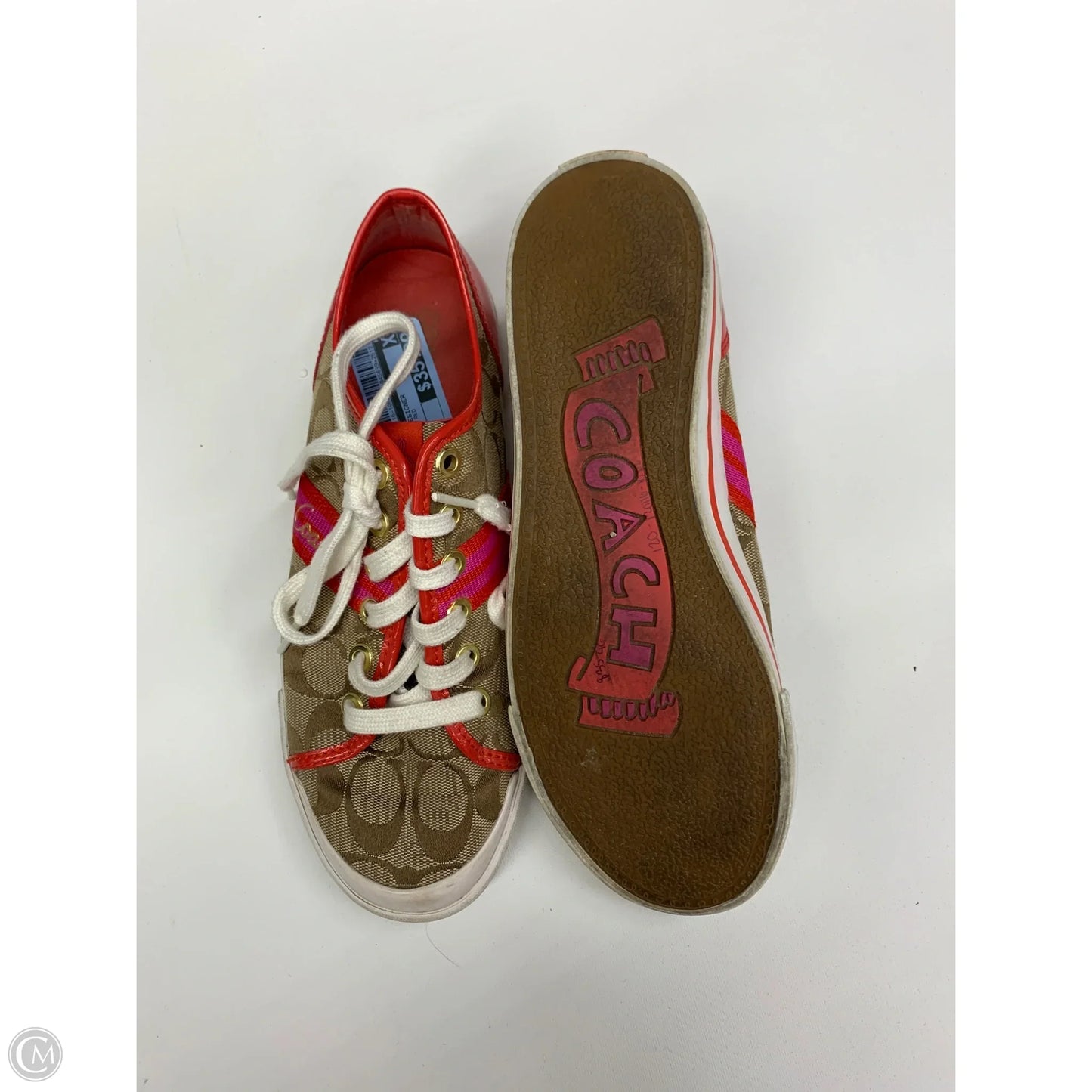 Shoes Designer By Coach In Brown & Red, Size: 8