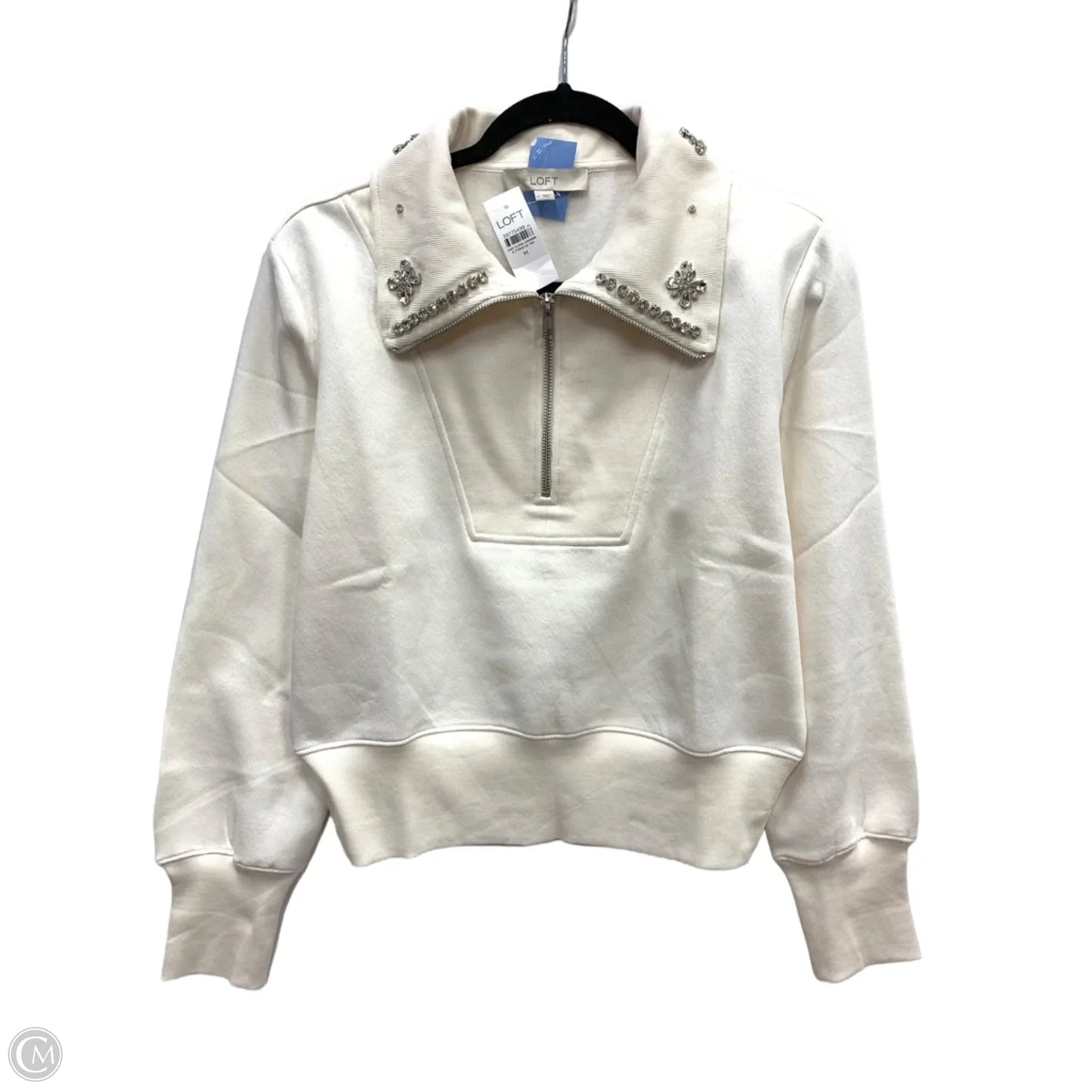 Sweatshirt Collar By Loft In Cream, Size: M