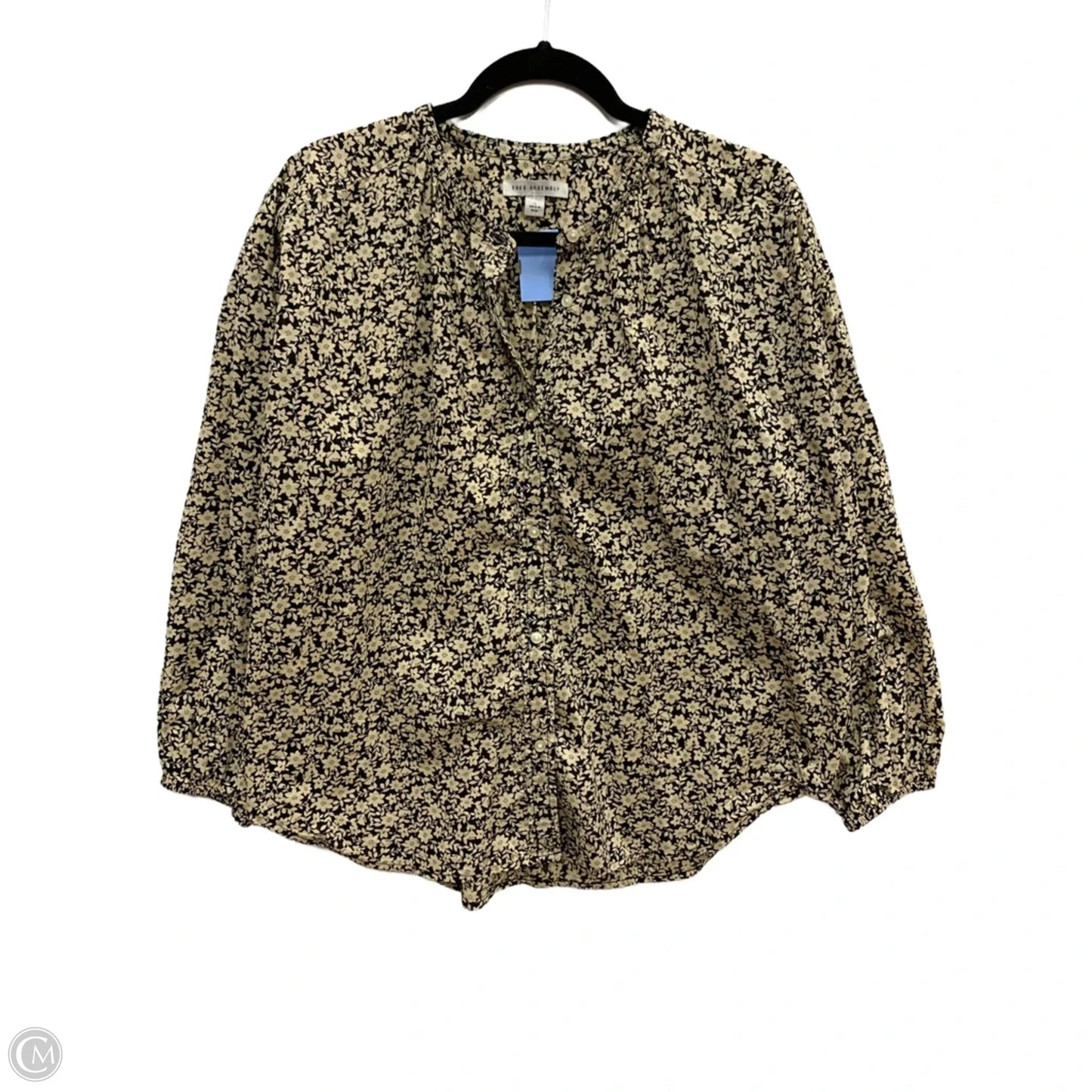 Top Long Sleeve By Free Assembly In Black & Brown, Size: L