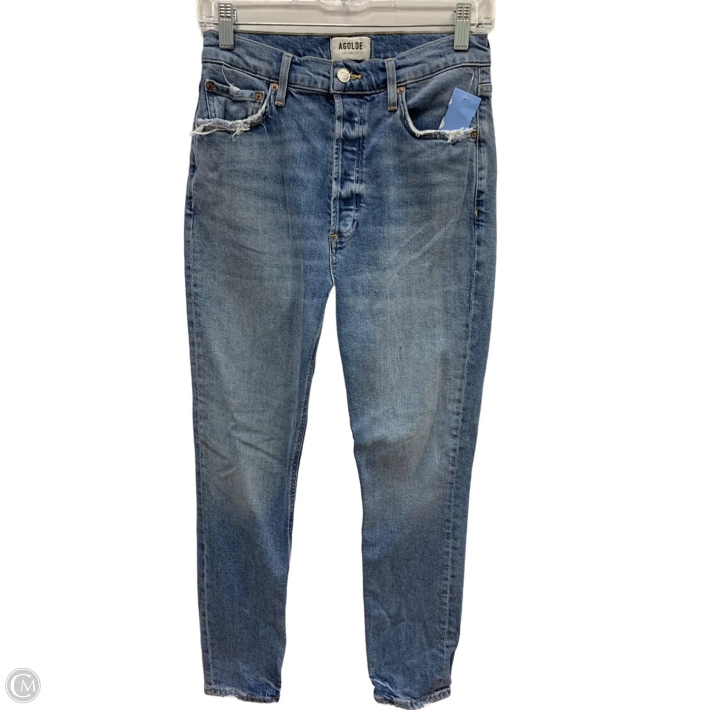 Jeans Straight By Agolde In Blue Denim, Size: 4