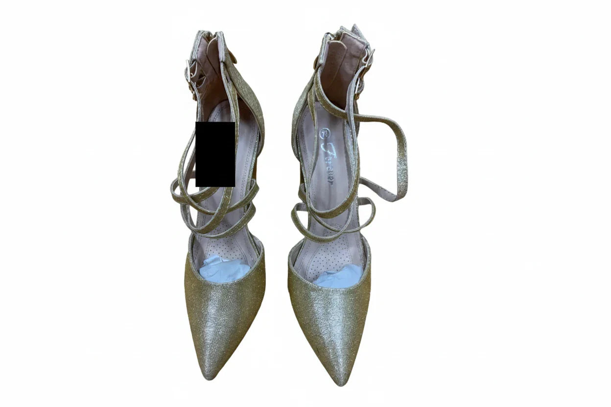 Shoes Heels Block By Forever In Gold, Size: 7.5