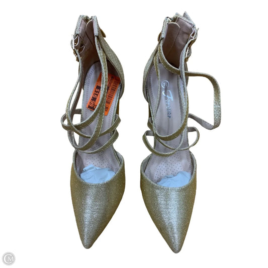 Shoes Heels Block By Forever In Gold, Size: 7.5