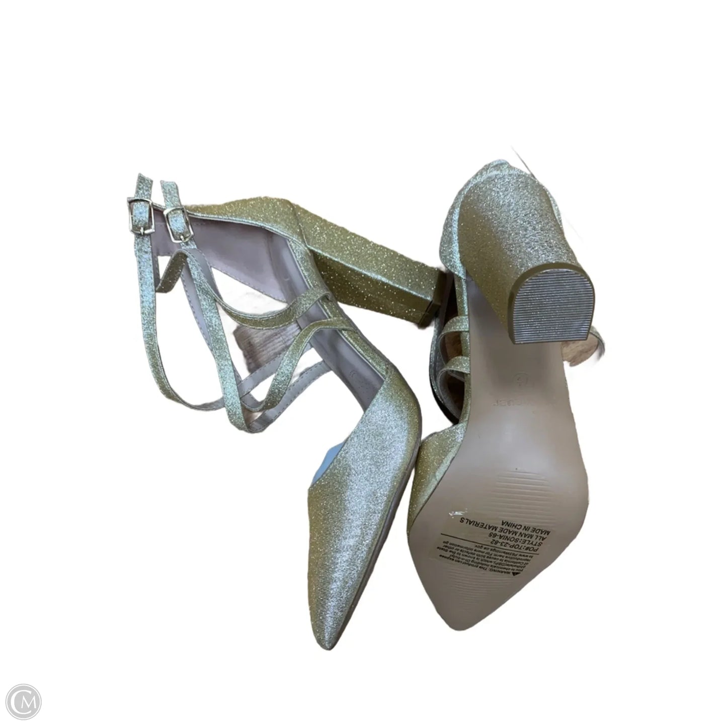 Shoes Heels Block By Forever In Gold, Size: 7.5