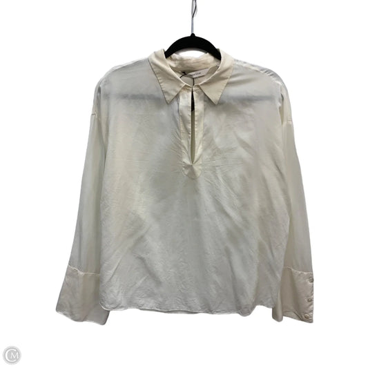 Blouse Long Sleeve By Rebecca Taylor In Cream, Size: L