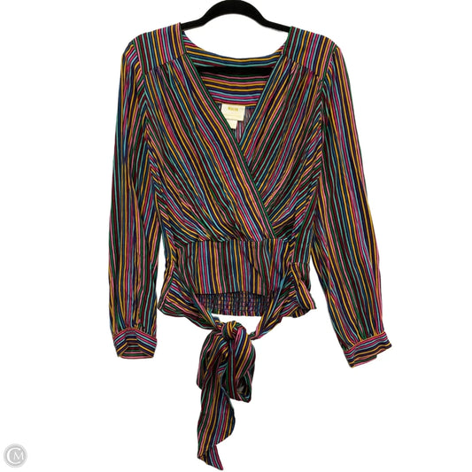 Top Long Sleeve By Maeve In Striped Pattern, Size: 8