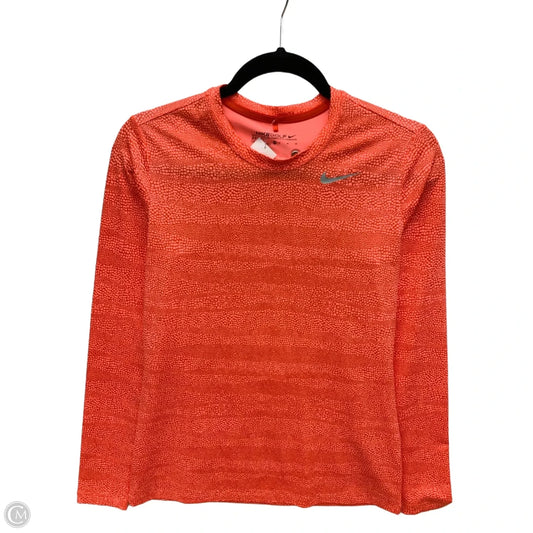 Athletic Top Long Sleeve Collar By Nike In Orange, Size: M