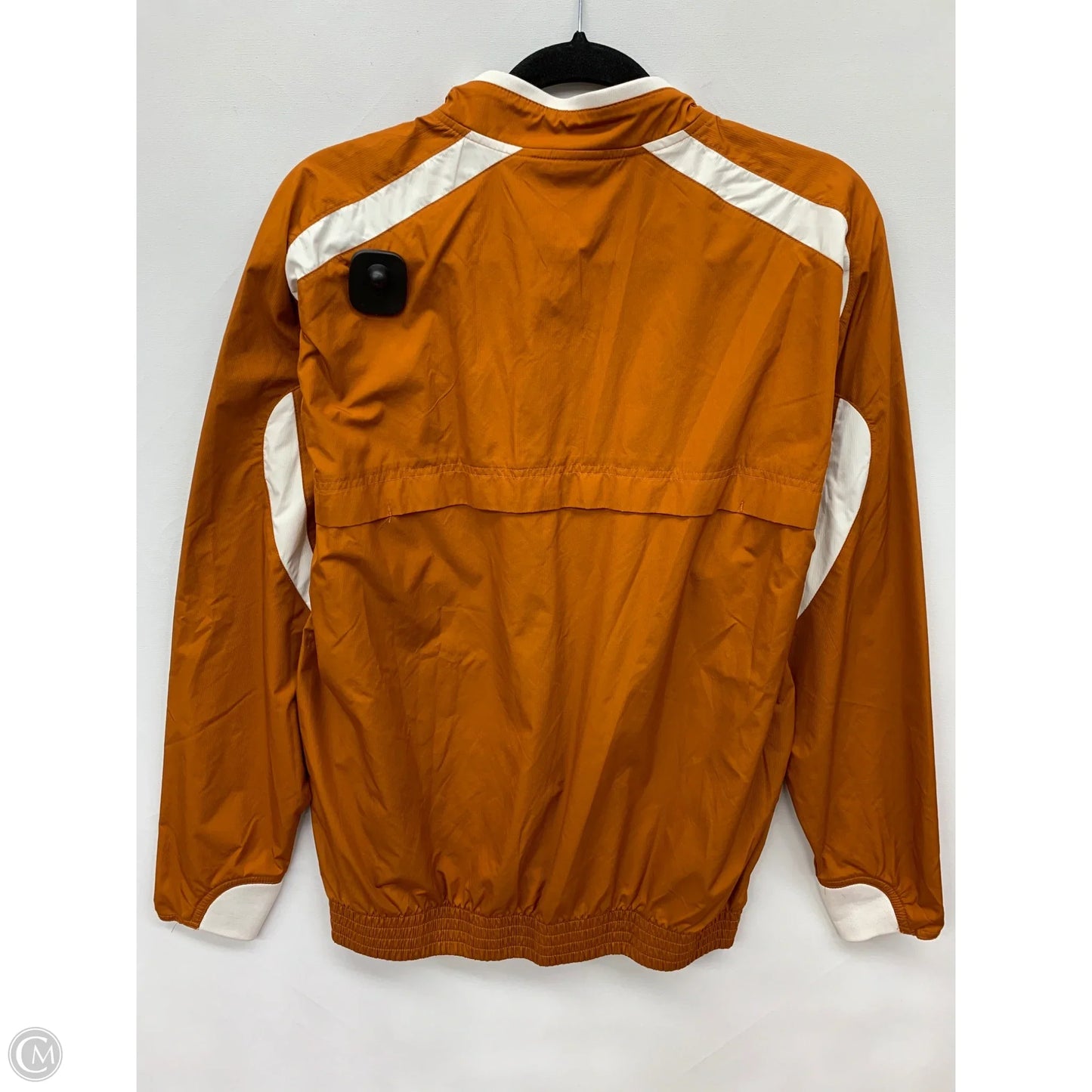 Athletic Top Long Sleeve Collar By Nike In Orange, Size: M