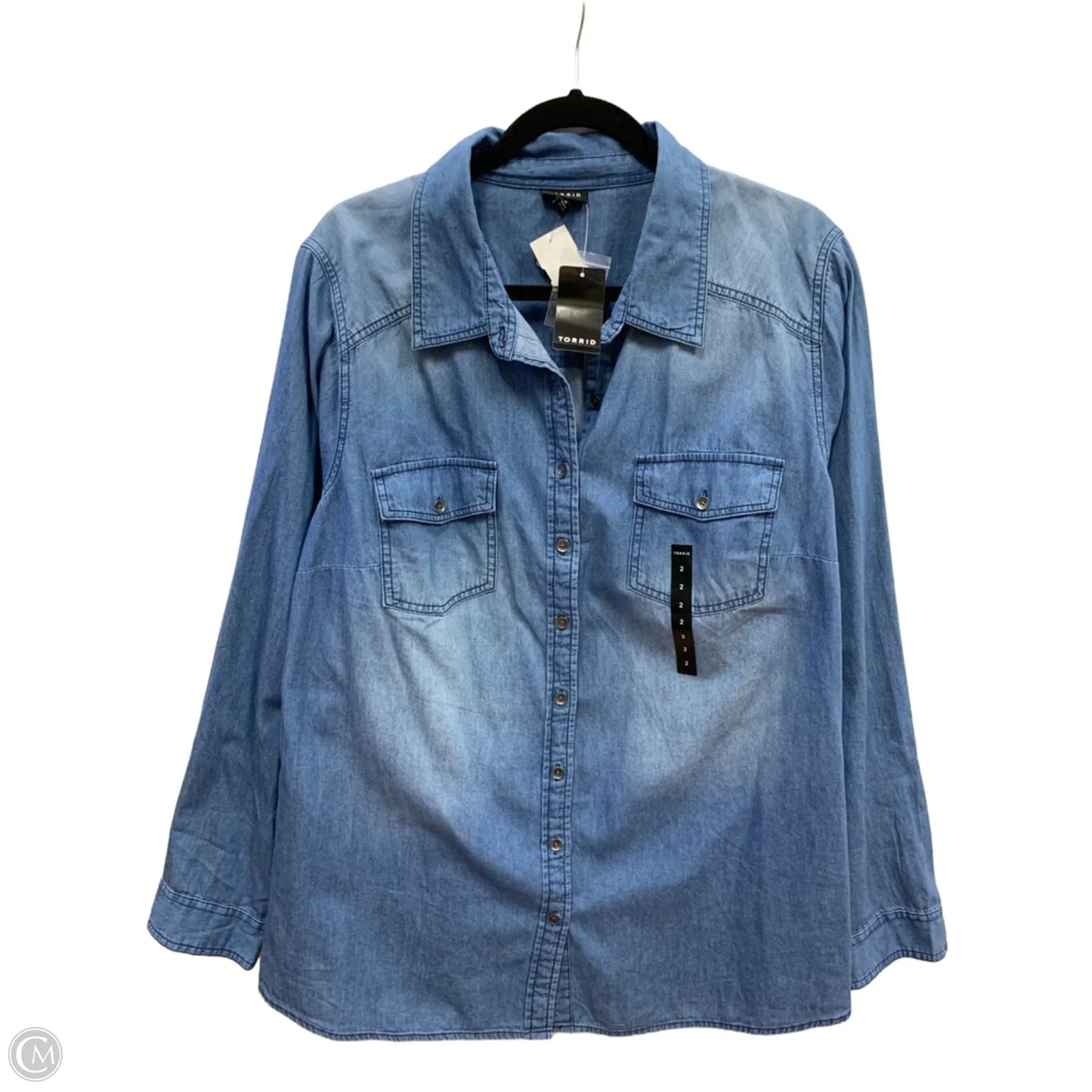 Top Long Sleeve By Torrid In Blue, Size: 2x