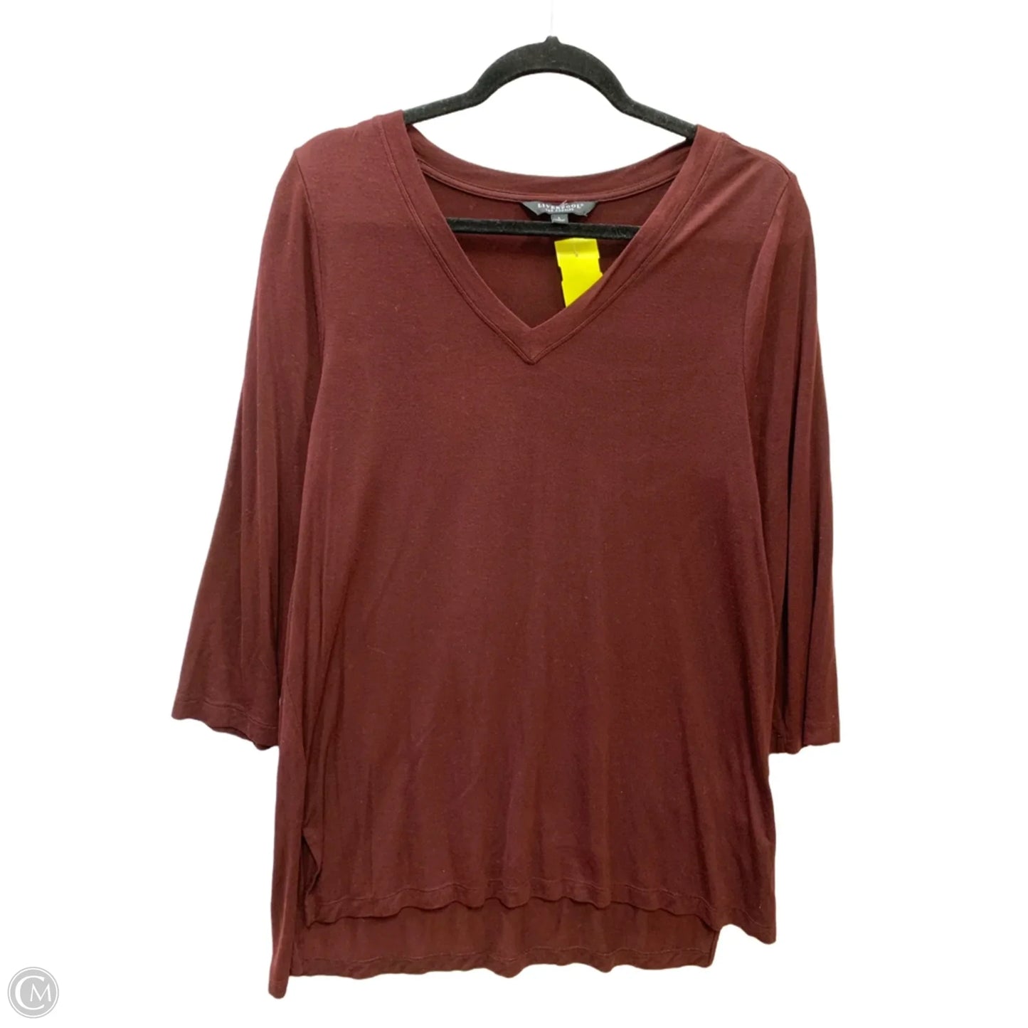 Top Long Sleeve Basic By Liverpool In Maroon, Size: L